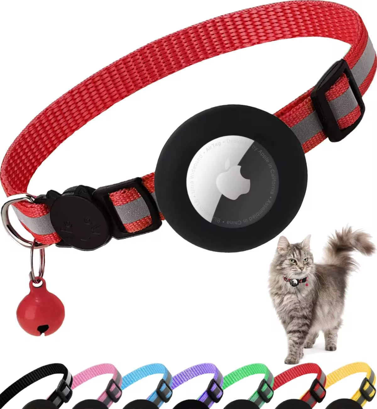 Airtag Cat Collar Breakaway - MyPet24 MyPet24 Red My Store Airtag Cat Collar Breakaway