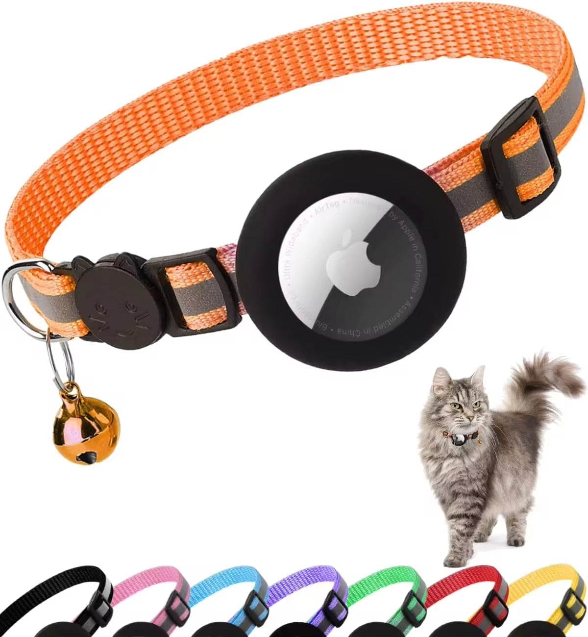 Airtag Cat Collar Breakaway - MyPet24 MyPet24 Orange My Store Airtag Cat Collar Breakaway