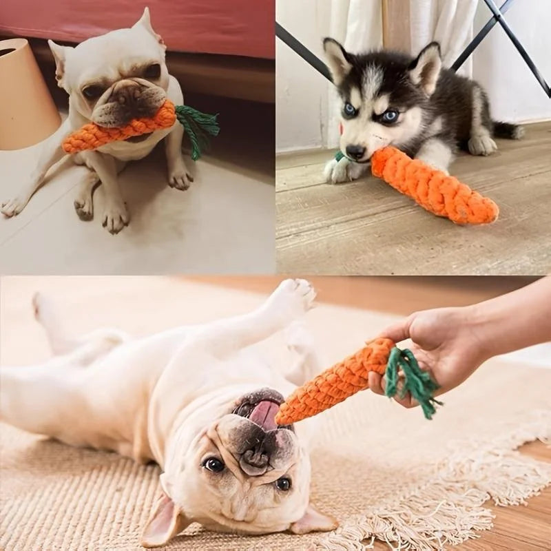 Carrot-Shaped Pet Chew Toy - Cotton Rope for Dogs &amp; Cats - MyPet24 MyPet24 MyPet24 Carrot-Shaped Pet Chew Toy - Cotton Rope for Dogs &amp; Cats