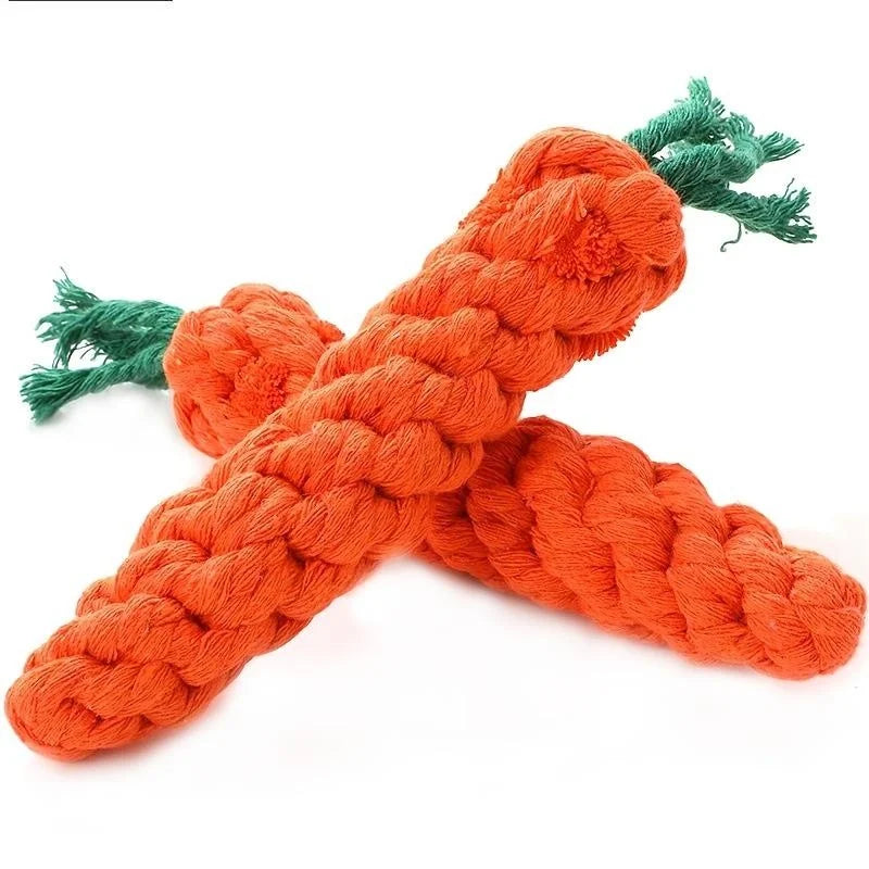 Carrot-Shaped Pet Chew Toy - Cotton Rope for Dogs &amp; Cats - MyPet24 MyPet24 MyPet24 Carrot-Shaped Pet Chew Toy - Cotton Rope for Dogs &amp; Cats