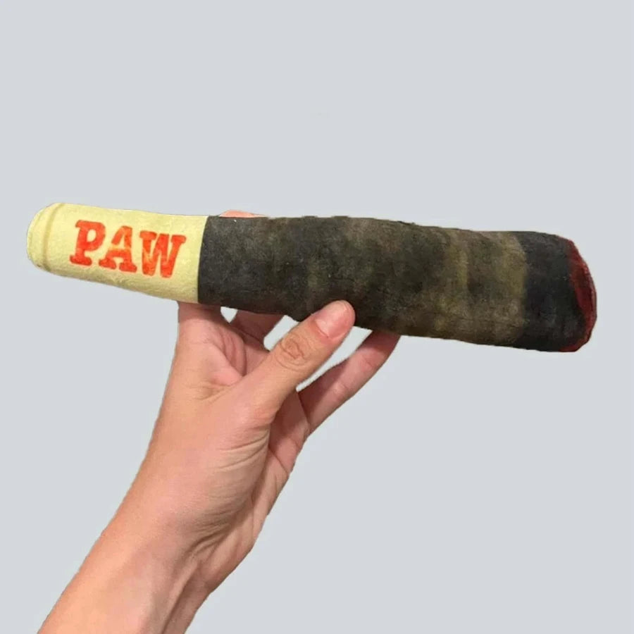 Cigar Plush Squeaky Dog Toy – Chew &amp; Teeth Cleaning for Small/Medium Dogs