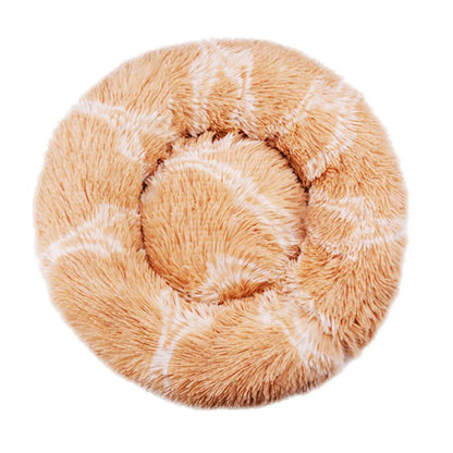 40-90cm Super Soft Plush Dog Bed - Winter Warm Cat Nest - MyPet24 MyPet24 apricot white check / Diameter 80cm MyPet24 40-90cm Super Soft Plush Dog Bed - Winter Warm Cat Nest