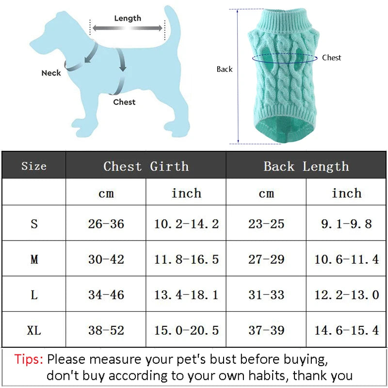 Winter Warm Turtleneck Sweater for Small Dogs &amp; Cats - MyPet24 MyPet24 MyPet24 Winter Warm Turtleneck Sweater for Small Dogs &amp; Cats