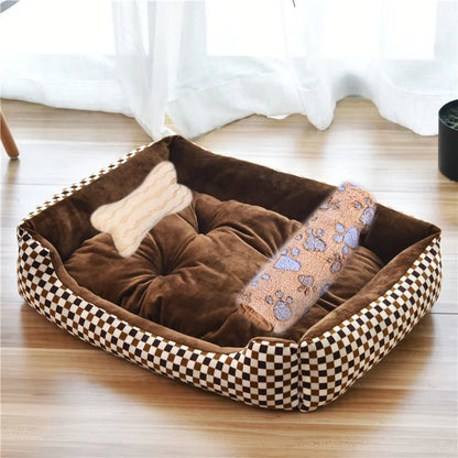 Warm Bone Washable Pet Bed – Soft Cotton Kennel Mat for Small, Medium, and Large Dogs - MyPet24 MyPet24 3in1 two / 60x45x15 cm MyPet24 Warm Bone Washable Pet Bed – Soft Cotton Kennel Mat for Small, Medium, and Large Dogs