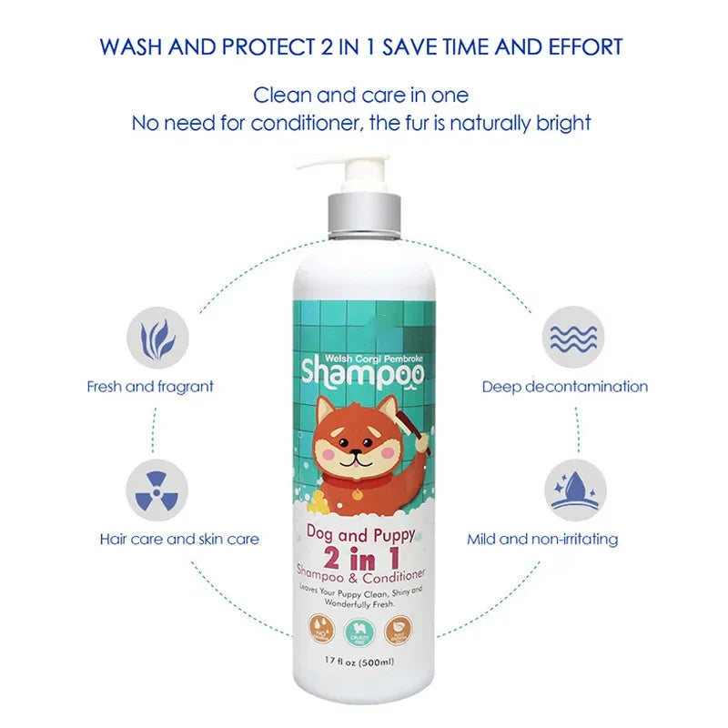 500ML Dog Shampoo – Mite-Killing, Deodorizing &amp; Fragrance-Infused Bath Gel