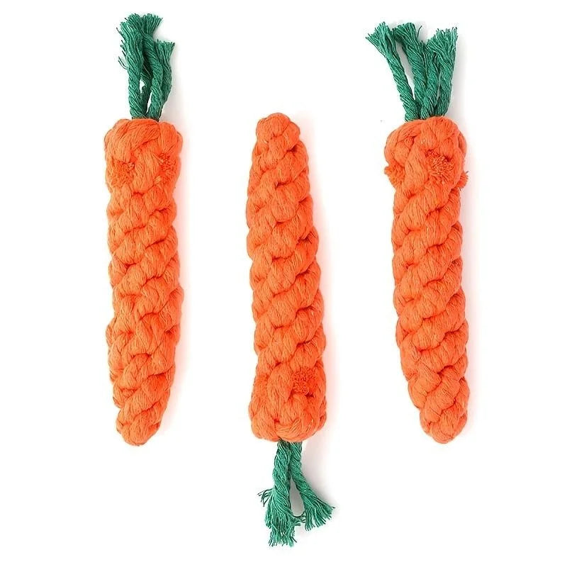 Carrot-Shaped Pet Chew Toy - Cotton Rope for Dogs &amp; Cats - MyPet24 MyPet24 MyPet24 Carrot-Shaped Pet Chew Toy - Cotton Rope for Dogs &amp; Cats