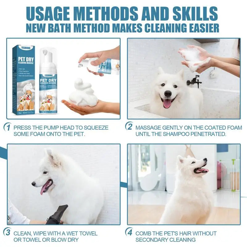 Waterless No-Rinse Cat &amp; Dog Cleaning Mousse – Bathless Odor Eliminator