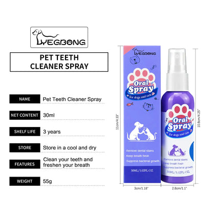 30ml Dog &amp; Cat Teeth Cleaning Spray – Freshens Breath &amp; Removes Stains