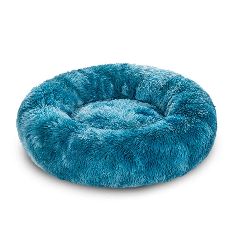 40-90cm Super Soft Plush Dog Bed - Winter Warm Cat Nest - MyPet24 MyPet24 tie dye blue / Diameter 40cm MyPet24 40-90cm Super Soft Plush Dog Bed - Winter Warm Cat Nest