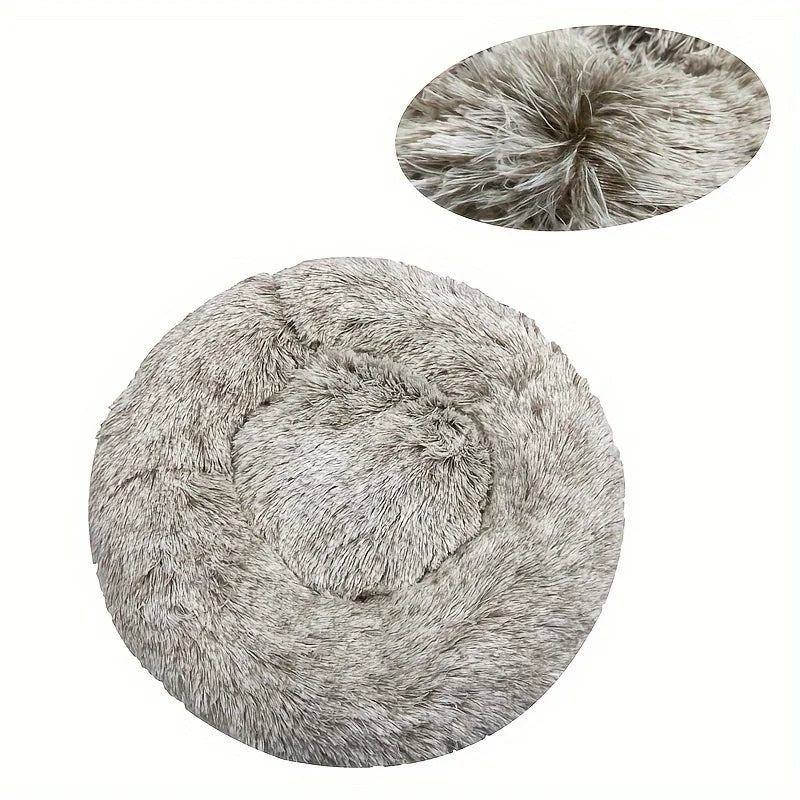 40-90cm Super Soft Plush Dog Bed - Winter Warm Cat Nest - MyPet24 MyPet24 gradient khaki / Diameter 80cm MyPet24 40-90cm Super Soft Plush Dog Bed - Winter Warm Cat Nest