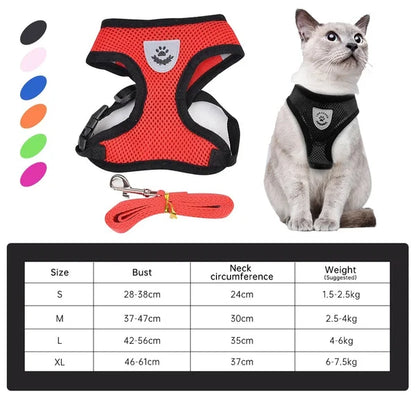 Adjustable Mesh Harness and Leash Set - MyPet24 MyPet24 MyPet24 Adjustable Mesh Harness and Leash Set