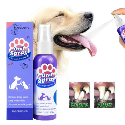 30ml Dog &amp; Cat Teeth Cleaning Spray – Freshens Breath &amp; Removes Stains