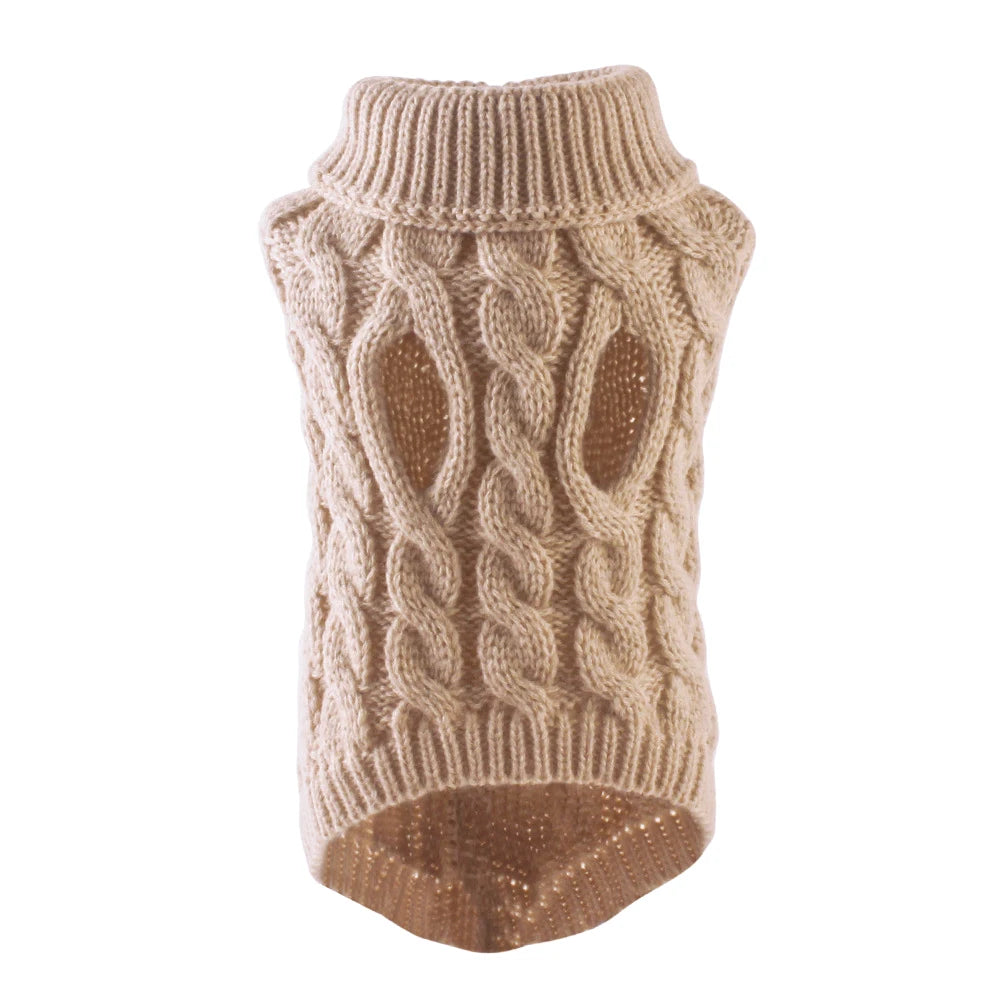 Winter Warm Turtleneck Sweater for Small Dogs &amp; Cats - MyPet24 MyPet24 Beige / S MyPet24 Winter Warm Turtleneck Sweater for Small Dogs &amp; Cats