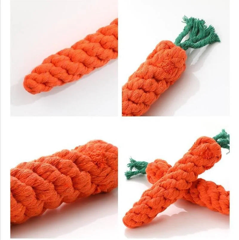 Carrot-Shaped Pet Chew Toy - Cotton Rope for Dogs &amp; Cats - MyPet24 MyPet24 MyPet24 Carrot-Shaped Pet Chew Toy - Cotton Rope for Dogs &amp; Cats