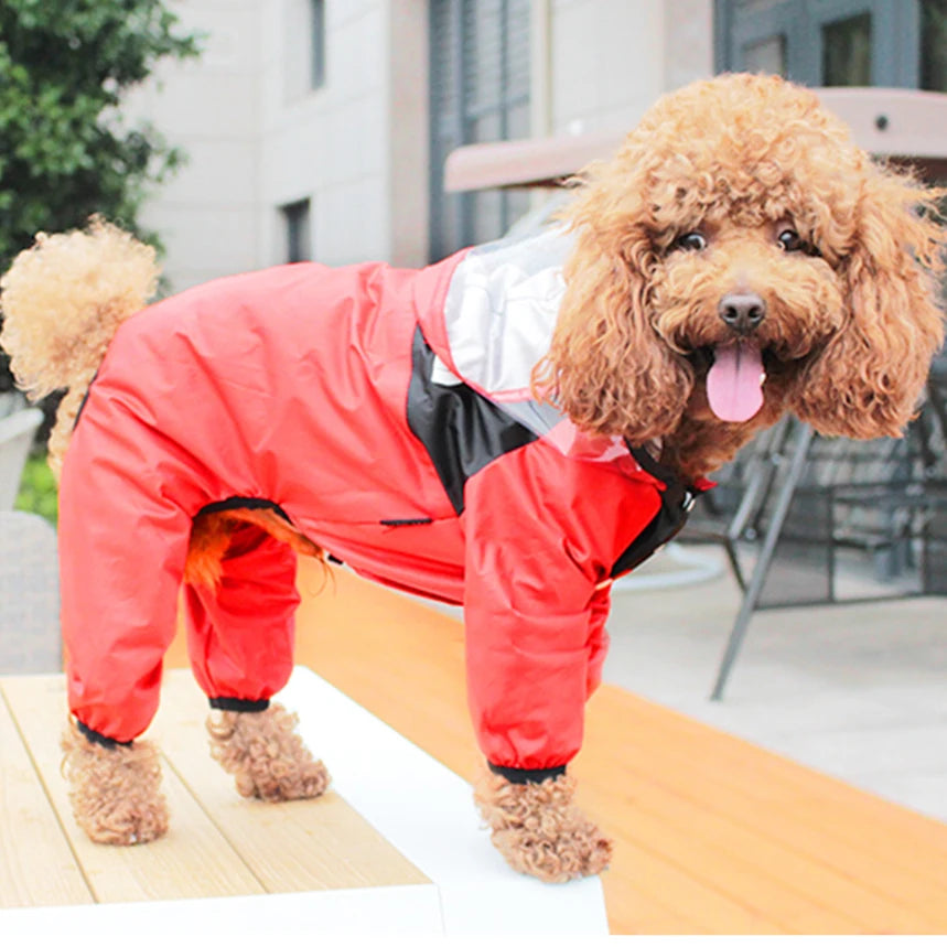 Waterproof Dog Raincoat Jumpsuit - The Dog Face - MyPet24 MyPet24 red / 4XL MyPet24 Waterproof Dog Raincoat Jumpsuit - The Dog Face