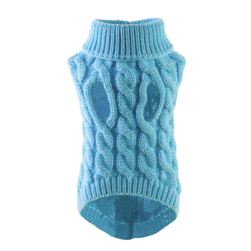 Winter Warm Turtleneck Sweater for Small Dogs &amp; Cats - MyPet24 MyPet24 Light Blue / S MyPet24 Winter Warm Turtleneck Sweater for Small Dogs &amp; Cats