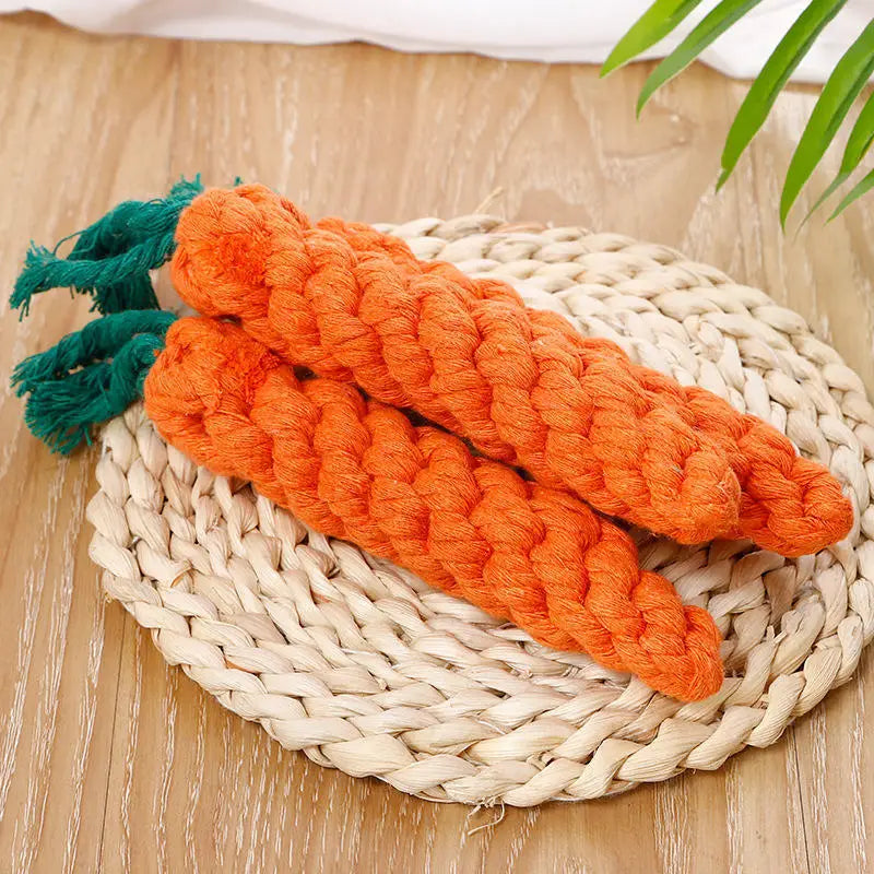 Carrot-Shaped Pet Chew Toy - Cotton Rope for Dogs &amp; Cats - MyPet24 MyPet24 MyPet24 Carrot-Shaped Pet Chew Toy - Cotton Rope for Dogs &amp; Cats